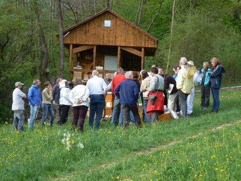 Besucher am Lehrbienenstand